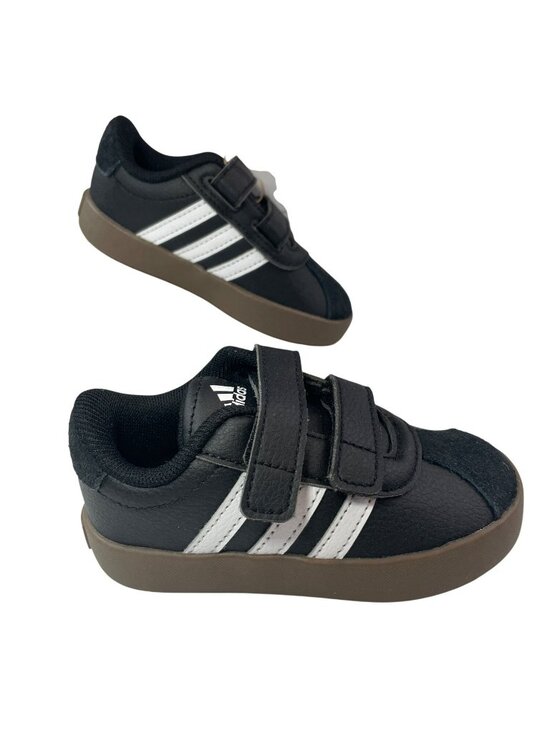 adidas Other - Adidas VL Court 3.0 CF I  Black White Velcro Sneakers Kid's Size 6K NWB